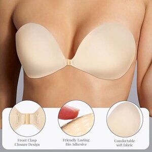 4 Pair APOWUS Sticky Bra Push Up for Women, Adhesive Invisible Bra, Backless Str